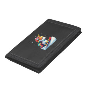Unicorn on Snowboard - Funny Ski and Wintersports Tri-fold Wallet