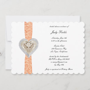 Unicorn Orange Lace Bridal Shower Invitation