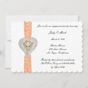 Unicorn Orange Lace Engagement Party Invitation