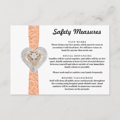 Unicorn Orange Lace Safety Measures Enclosure Card