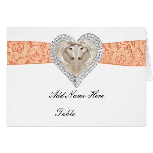 Unicorn Orange Lace Table Place Card (Front Horizontal)