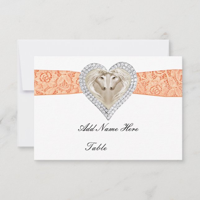Unicorn Orange Lace Table Place Card (Front)