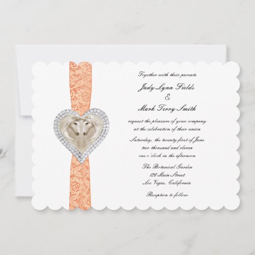 Unicorn Orange Lace Wedding Invitation