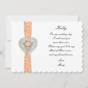 Unicorn Orange Lace Wedding Maid Of Honor Card