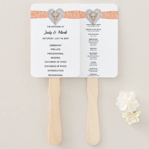 Unicorn Orange Lace Wedding Program Fans