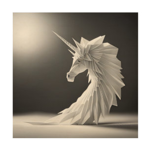Unicorn origami wood wall art