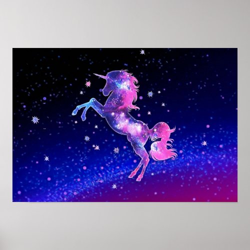 Unicorn outer space galaxy universe stars poster