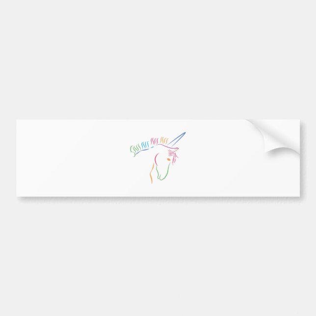 Unicorn Outline Bumper Sticker (Front)
