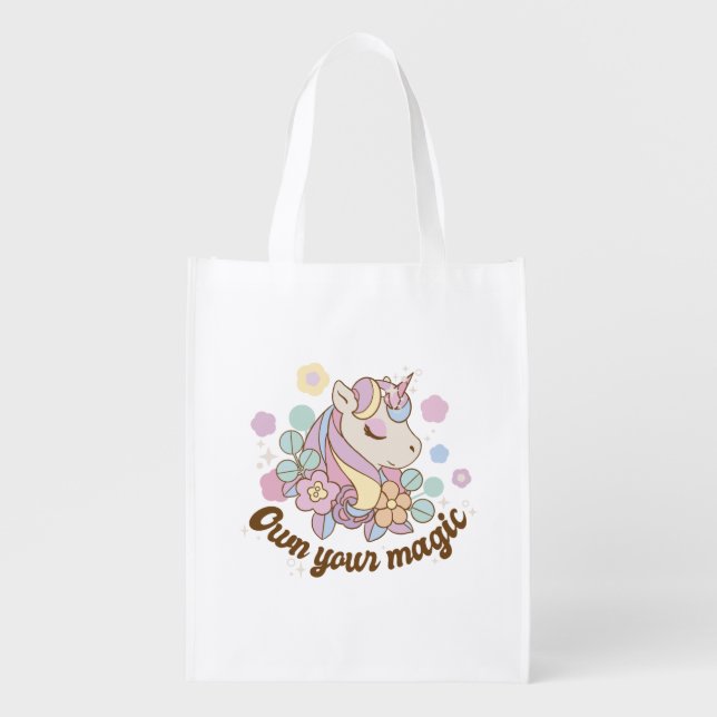 Unicorn Own Your Magic  Grocery Bag (Front)