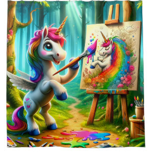 Unicorn Painter Shower Curtain