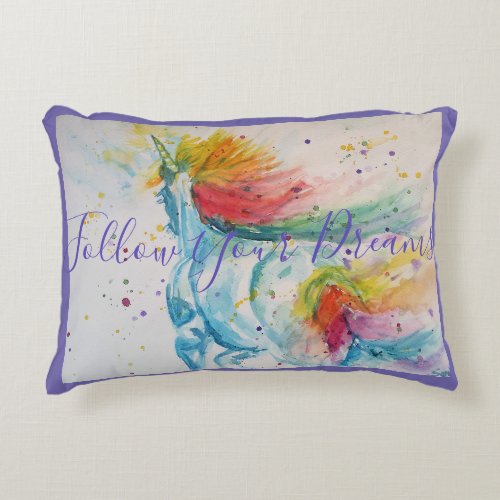 Unicorn Painting Follow Your Dreams Accent Cushion