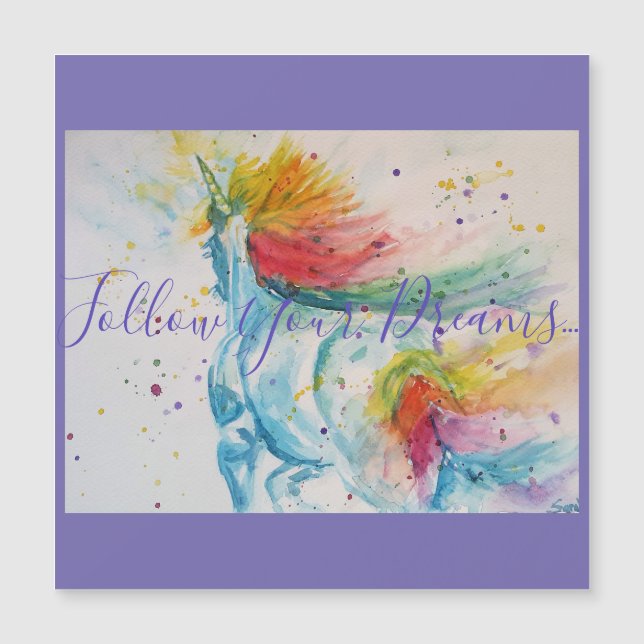 Unicorn Painting Follow Your Dreams Birthday Card (Front)