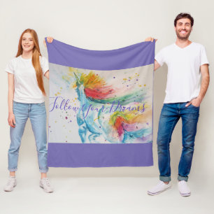 Unicorn Painting Follow Your Dreams Fleece Blanket