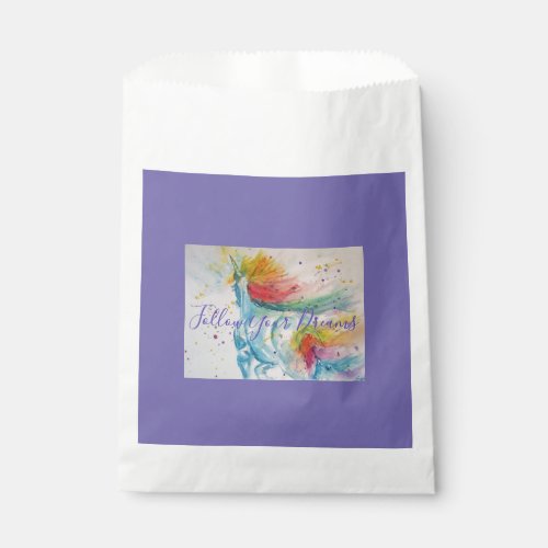 Unicorn Painting Follow Your Dreams Watercolour Favor Bag