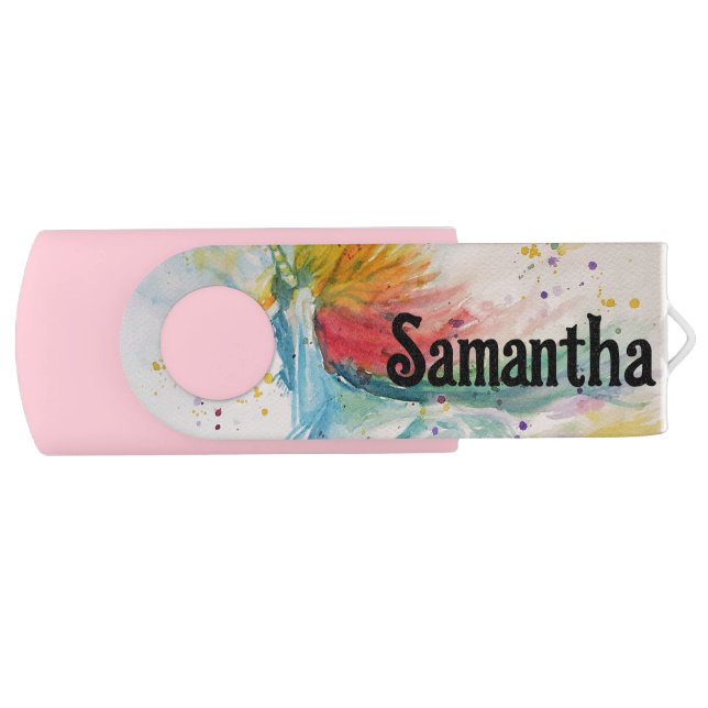 Unicorn Painting Girls Customizable Name USB Stick Flash Drive (Front)