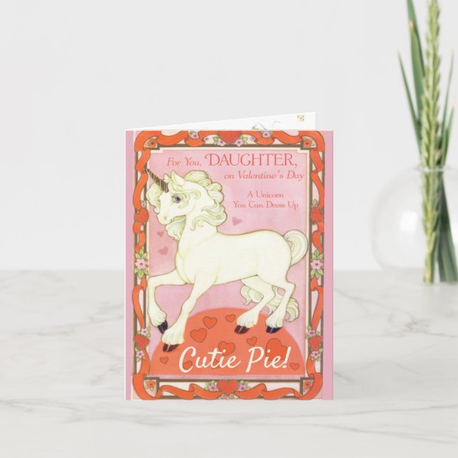 Unicorn Paper Doll Valentine for Daughter Holiday Card (Front)