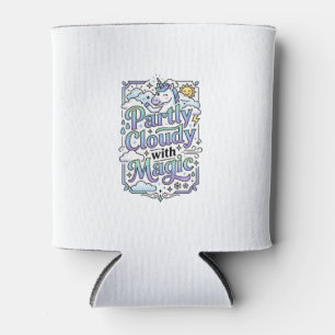 Unicorn Partly Cloudy with Magic Commercial Vector Can Cooler