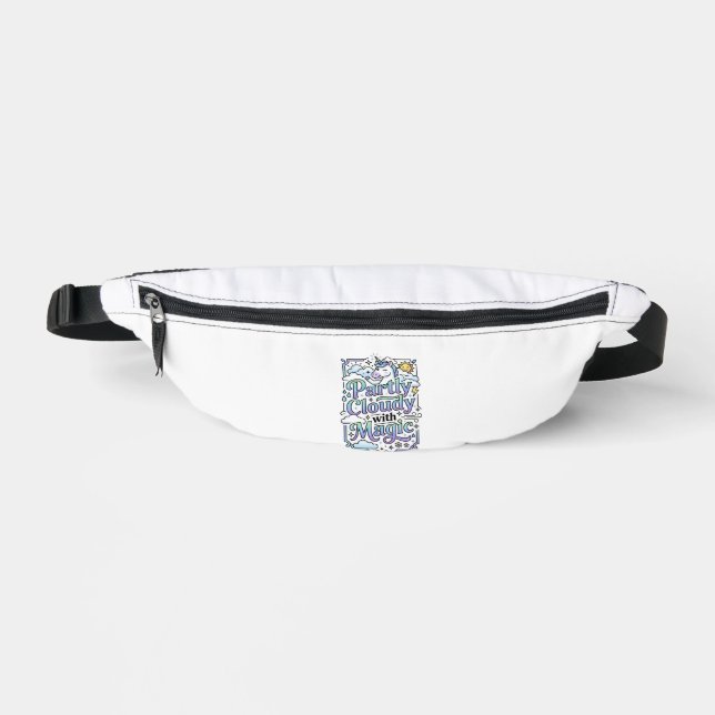 Unicorn Partly Cloudy with Magic Commercial Vector Fanny Pack (Front)