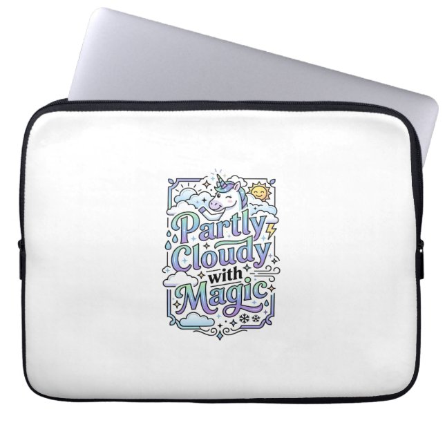 Unicorn Partly Cloudy with Magic Commercial Vector Laptop Sleeve (Front)