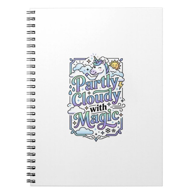Unicorn Partly Cloudy with Magic Commercial Vector Notebook (Front)