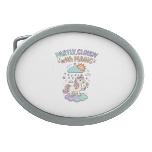 Unicorn Partly Cloudy with Magic Trendy T-Shirt De Belt Buckle