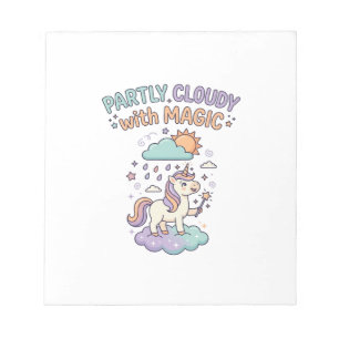 Unicorn Partly Cloudy with Magic Trendy T-Shirt De Notepad