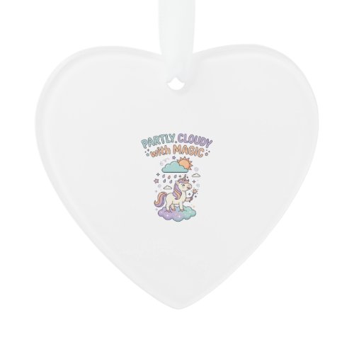 Unicorn Partly Cloudy with Magic Trendy T-Shirt De Ornament