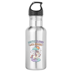Unicorn Partly Cloudy with Magic Trendy T-Shirt De Stainless Steel Water Bottle