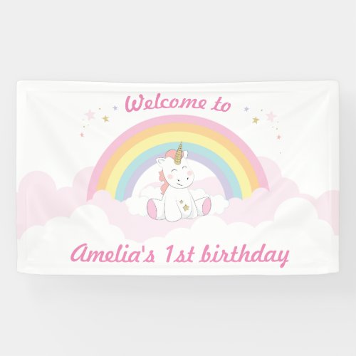 Unicorn party backdrop Unicorn birthday Banner