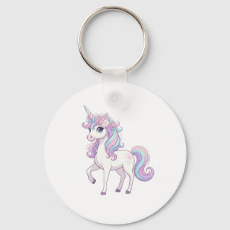 Unicorn Party Button Keychain