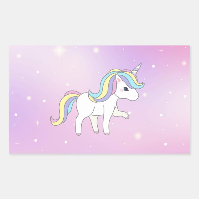 Unicorn Party Collection! Rectangular Sticker (Front)