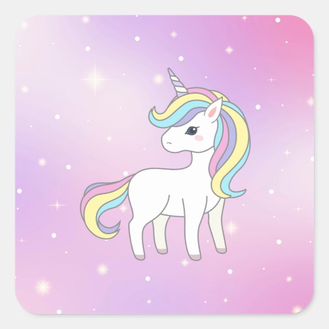 Unicorn Party Collection! Square Sticker (Front)