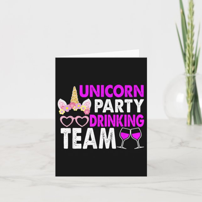 Unicorn Party Drinking Team Wedding Bride And Groo Card (Front)