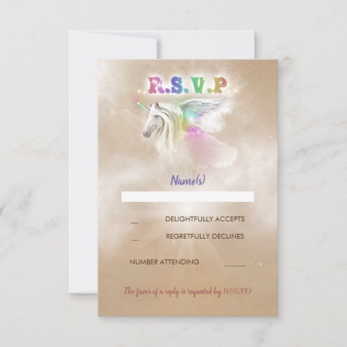 Unicorn Party Enchanted RSVP Cards - Unicorn reply cards