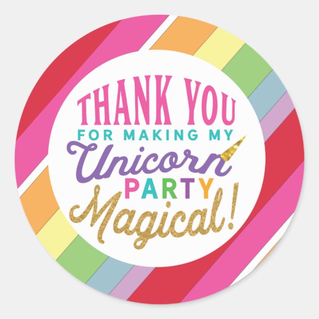 Unicorn Party Favor Bag Label Custom (Front)
