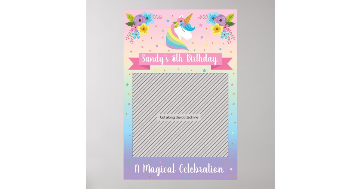 Unicorn Party Frame Prop For Photo Booth Poster Zazzle Com
