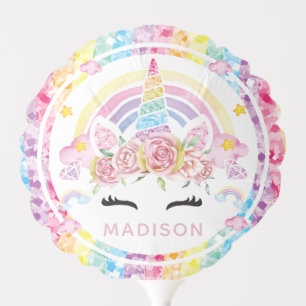 Unicorn Party Glitter Personalized Balloon