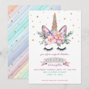 Unicorn Party Invitation Unicorn Cake