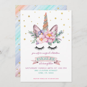 Unicorn Party Invitation Unicorn Cake