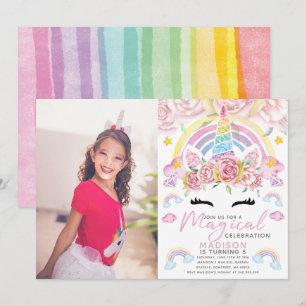 Unicorn Party Magical Birthday Photo Invitation
