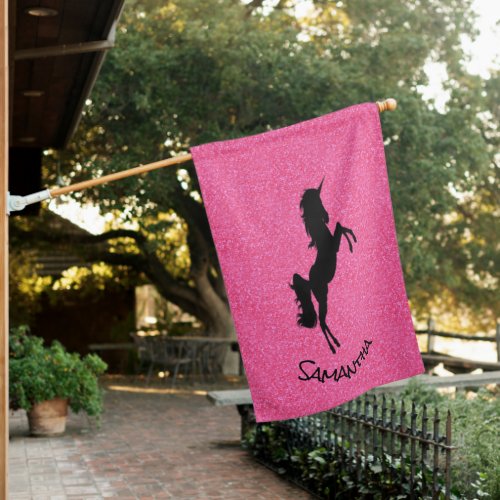 Unicorn Party Pride Pink  House Flag