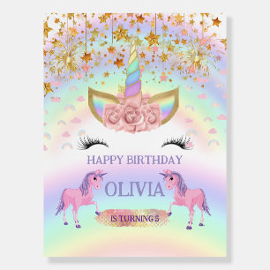 Unicorn party Rainbow 1st Birthday whimsical girl Foam Board