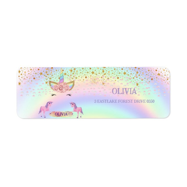 Unicorn party Rainbow 1st Birthday whimsical girl Label (Front)
