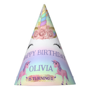 Unicorn party Rainbow 1st Birthday whimsical girl Party Hat