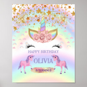 Unicorn party Rainbow 1st Birthday whimsical girl Poster
