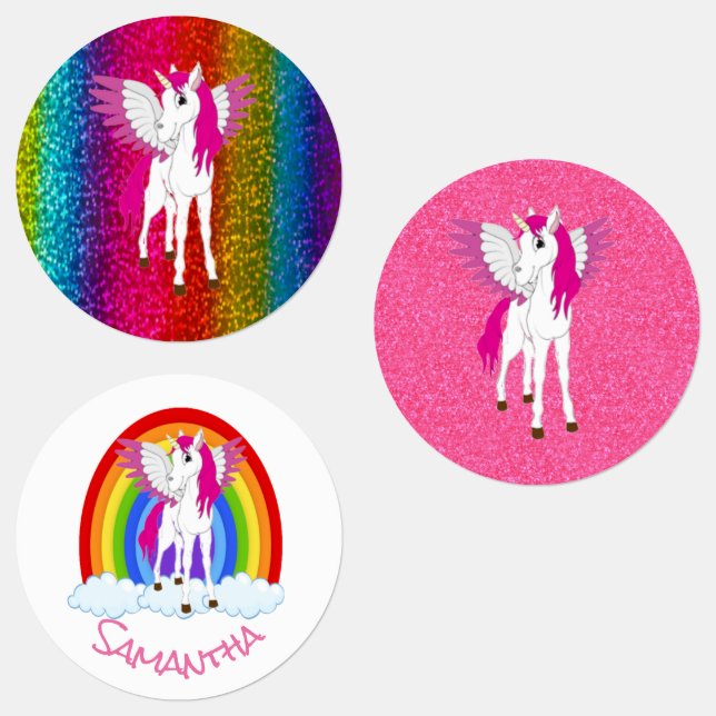 Unicorn Party Rainbow  Labels (Group)