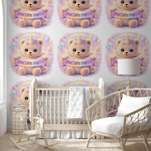 Unicorn party teddy bear wallpaper