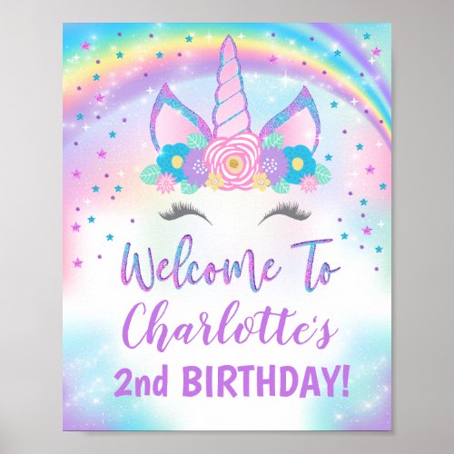 Unicorn Party Welcome Sign Decorations
