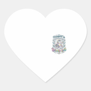 Unicorn Passport to Unicorn Land White Background  Heart Sticker