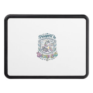 Unicorn Passport to Unicorn Land White Background Hitch Cover